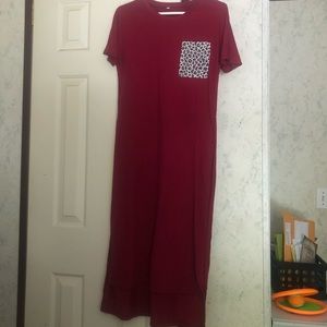 Maroon long comfortable dress.